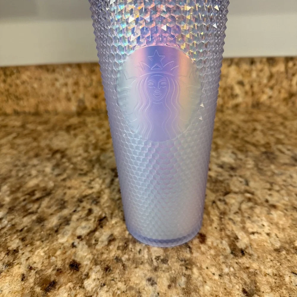 Starbucks 2021 China Ice Blue Iridescent Bling Glitter Studded Tumbler 24oz New